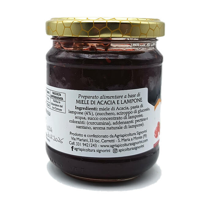 Miele Aromatizzato - Miele di Acacia e Lampone  barattolo 250 gr