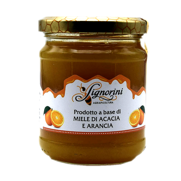 Miele di Acacia e Arancia - barattolo 250 gr - Miele Aromatizzato all'Arancia