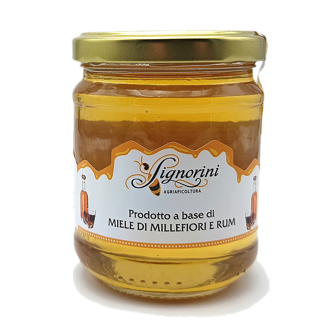 Miele Millefiori e Rum - barattolo 250 gr - Miele Aromatizzato al Rum